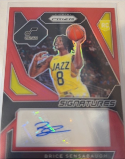 2023-24 Panini Prizm Choice #RSI-SEN Brice Sensabaugh Signatures Red Prizm Rookie Card — front