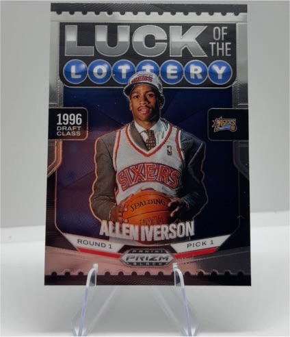 2024-25 Panini Prizm Black #1 Allen Iverson Luck of the Lottery Silver Prizm — front