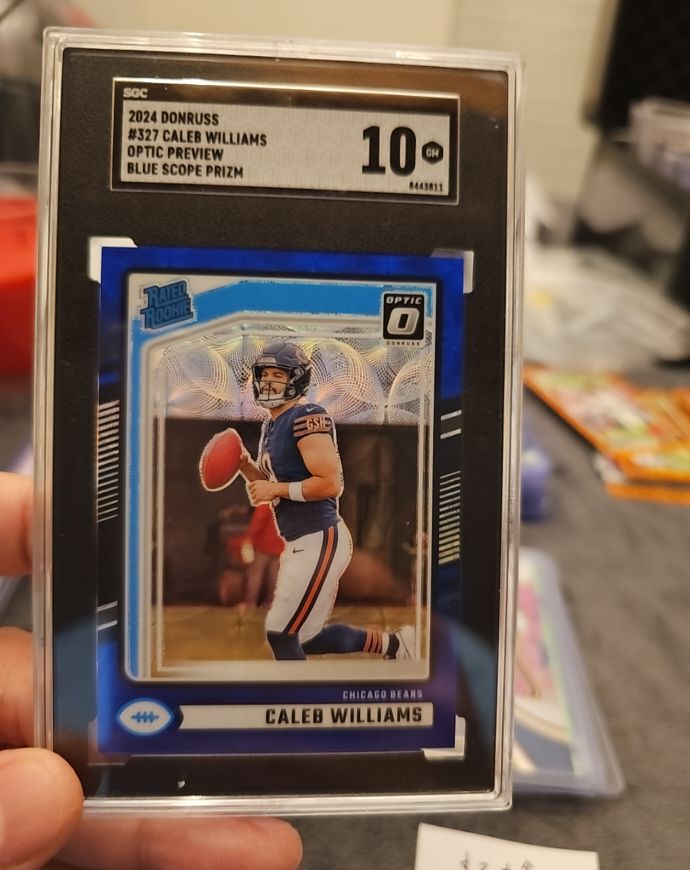 2024 Donruss Optic #327 Caleb Williams Optic Preview Blue Scope Prizm — front