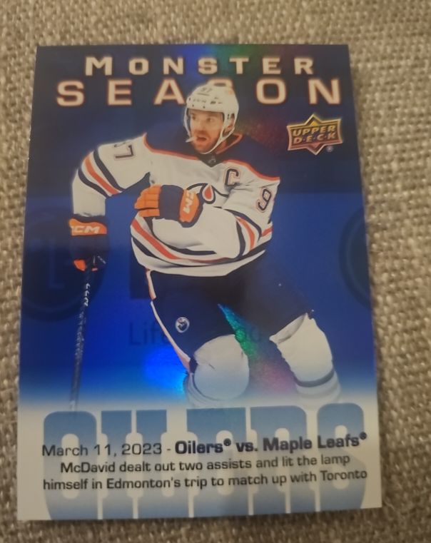 2023-24 Upper Deck Series 2 #MS-67 Connor McDavid Monster Season — front