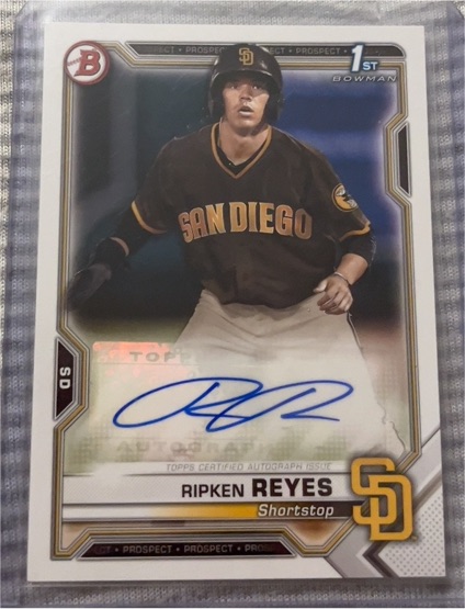 2021 Bowman #PAPR-RR Ripken Reyes Prospect Autograph — front