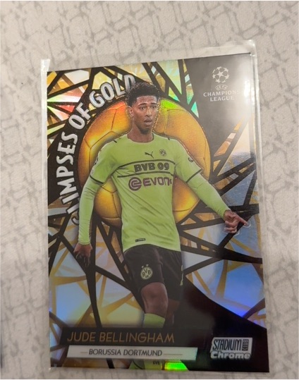 2021-22 Topps Stadium Club Chrome Glimpses of Gold #GG-JB Jude Bellingham — front