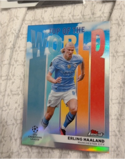 2023-24 Topps Finest #TW-3 Erling Haaland Top of the World — front