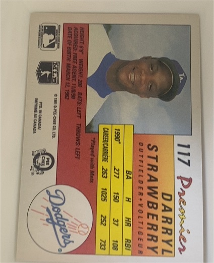 1991 O-Pee-Chee Premier #117 Darryl Strawberry — front