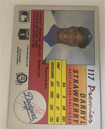 1991 O-Pee-Chee Premier #117 Darryl Strawberry — front