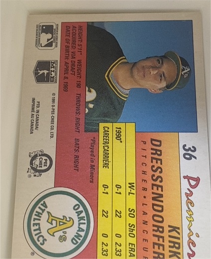 1991 O-Pee-Chee Premier #36 Kirk Dressendorfer — front