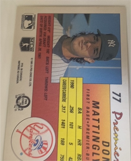 1991 O-Pee-Chee Premier #77 Don Mattingly — front
