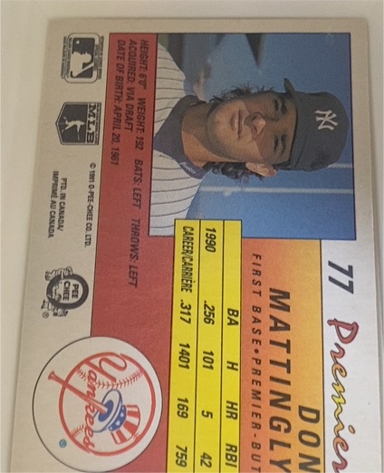 1991 O-Pee-Chee Premier #77 Don Mattingly — front