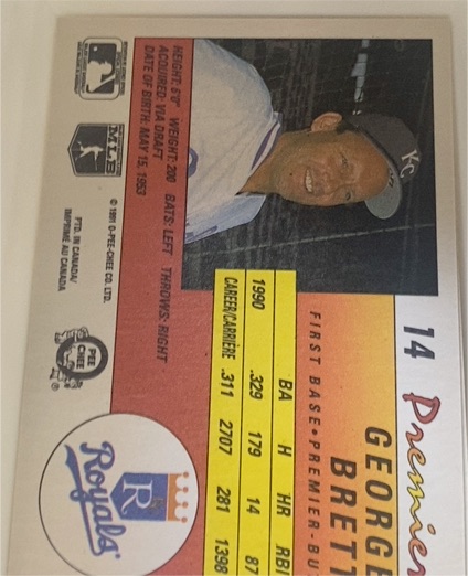 1991 O-Pee-Chee Premier #14 George Brett — front