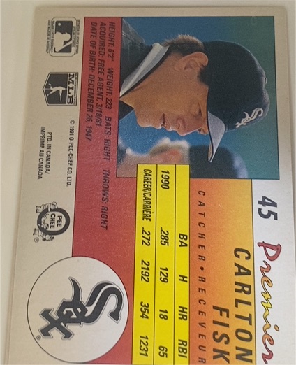 1991 O-Pee-Chee Premier #45 Carlton Fisk — front