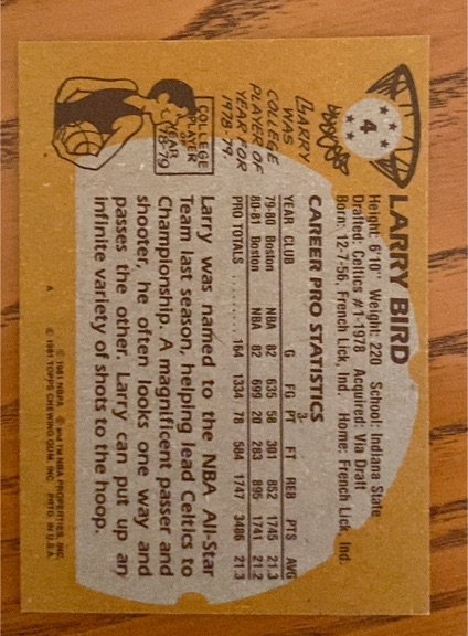 1978 Topps #6 Larry Bird — front