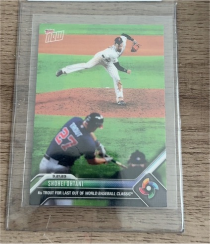 2023 Topps Now #WBC-71 Shohei Ohtani K's Mike Trout — front