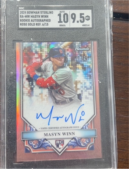 2024 Bowman Sterling RA-MW Masyn Winn Rookie Autographed Rose Gold Ref. 6/15 — front