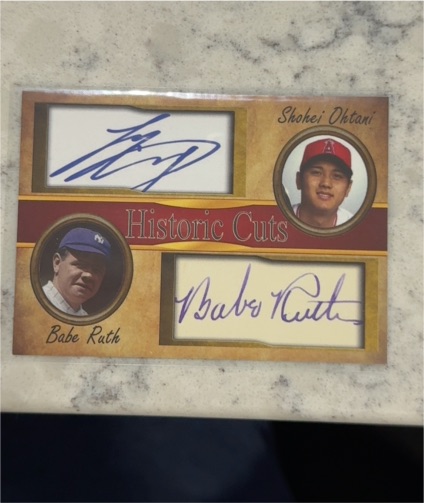 2022 Historic Cuts Shohei Ohtani Babe Ruth Dual Autograph — front