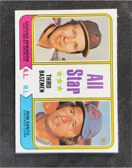 1974 Topps #334 Brooks Robinson / Ron Santo All-Star Third Basemen — front