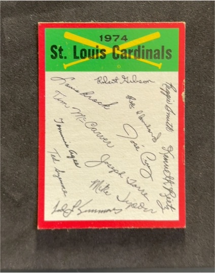 1974 Topps #NNO St. Louis Cardinals Team Checklist — front