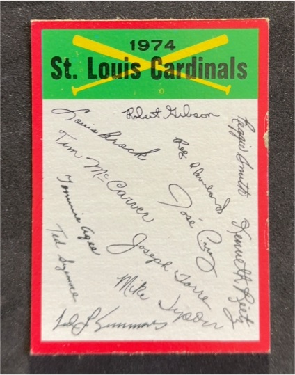 1974 Topps #NNO St. Louis Cardinals Team Checklist — front