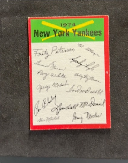 1974 Topps New York Yankees Team Red Checklist — front