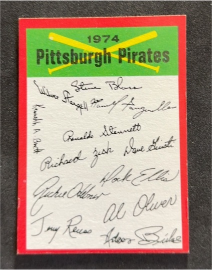 1974 Topps #NNO Pittsburgh Pirates Team Checklist — front