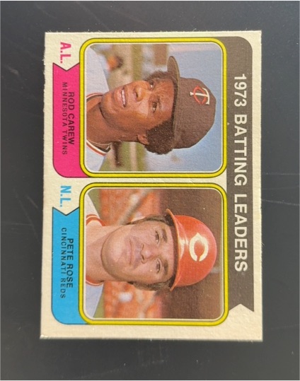 1974 Topps #201 Rod Carew & Pete Rose 1973 Batting Leaders — front