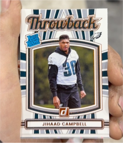 2025 Panini Donruss #1 Jihaad Campbell Rated Rookie Throwback — front