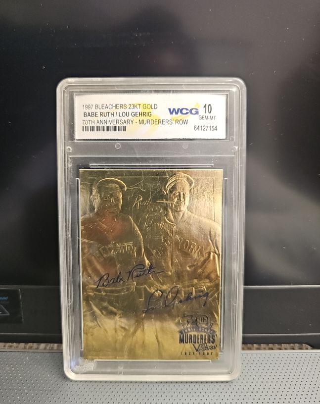 1997 Bleachers 23KT Gold #70th Anniversary Murderers Row Babe Ruth / Lou Gehrig — front
