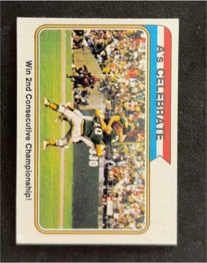 1974 Topps #479 A's Celebrate — front