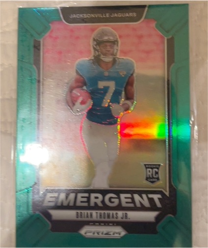 2024 Panini Prizm #12 Brian Thomas Jr. Emergent Green Prizm — front