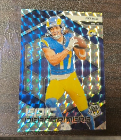2025 Panini Mosaic #7 Puka Nacua Epic Performers Silver Mosaic Prizm — front