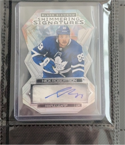 2022-23 Upper Deck Black Diamond Shimmering Signatures Nick Robertson — front