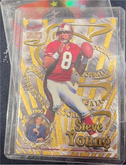 1997 Pacific Crown Royale Firestone on Football #18 Steve Young — front