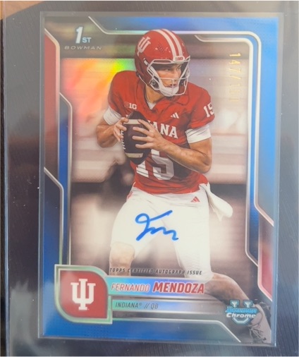 2025 Bowman University Chrome #BCA-FME Fernando Mendoza — front