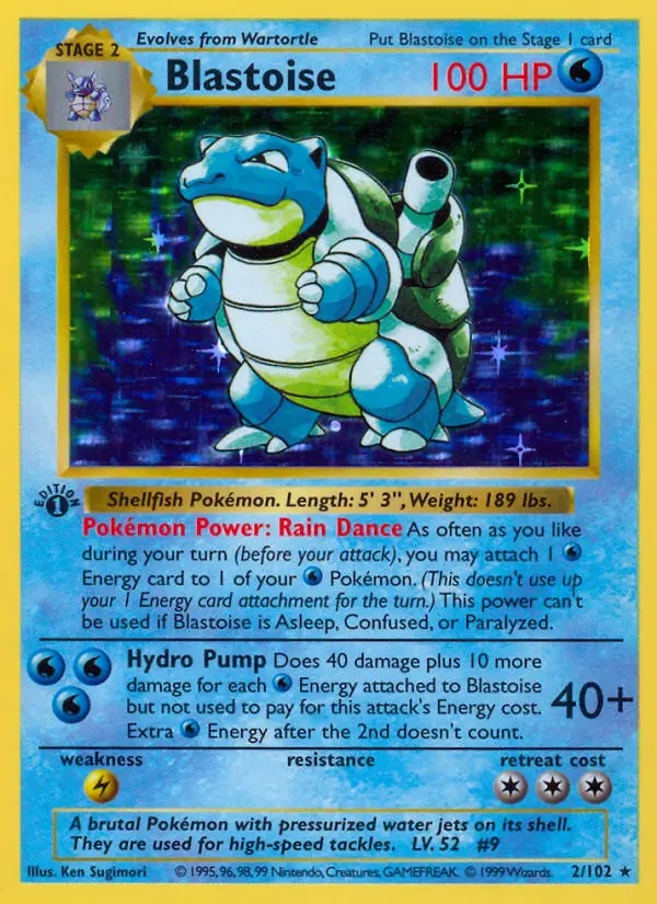 1999 Pokémon #2 Blastoise — front