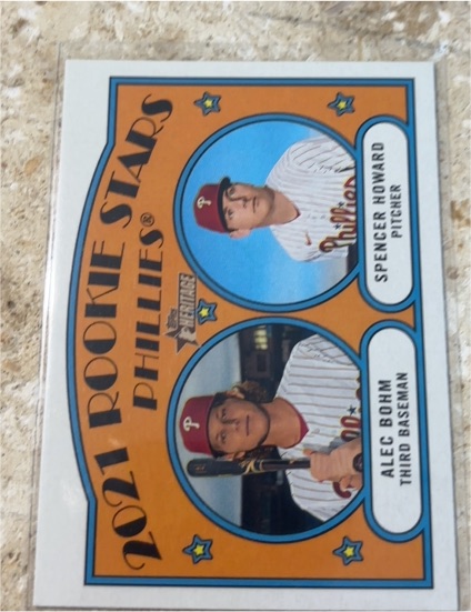 2021 Topps Heritage #11 Phillies Rookie Stars Alec Bohm / Spencer Howard — front