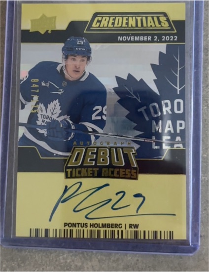 2022-23 Upper Deck Credentials #DTAA-PH Pontus Holmberg Debut Ticket Access Auto — front