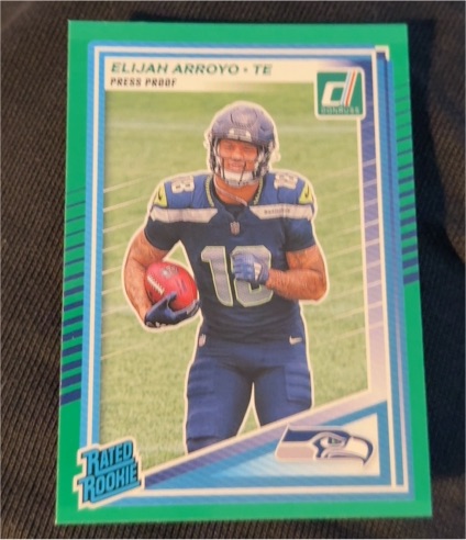 2025 Panini Donruss #317 Elijah Arroyo Rated Rookie Press Proof Green — front