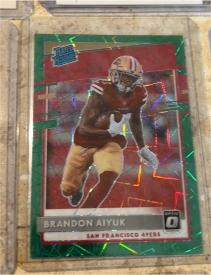 2020 Donruss Optic #169 Brandon Aiyuk Green Velocity Prizm Rated Rookie — front