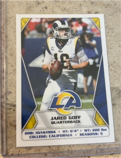 2020 Panini NFL Stickers #505 Jared Goff — front