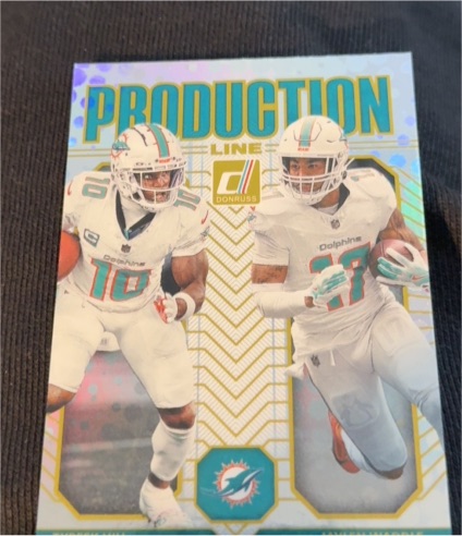 2025 Donruss #19 Production Line Tyreek Hill Jaylen Waddle — front
