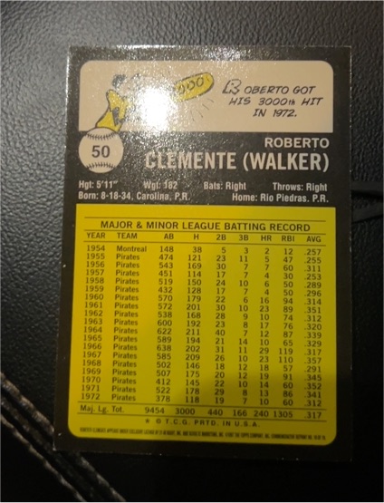 1973 Topps #50 Roberto Clemente (Walker) — front