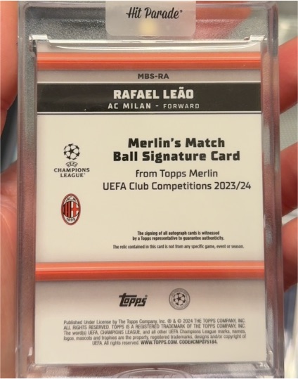 2023 Topps Merlin UEFA Club Competitions Rafael Leão Merlin's Match Ball Signature Card — front