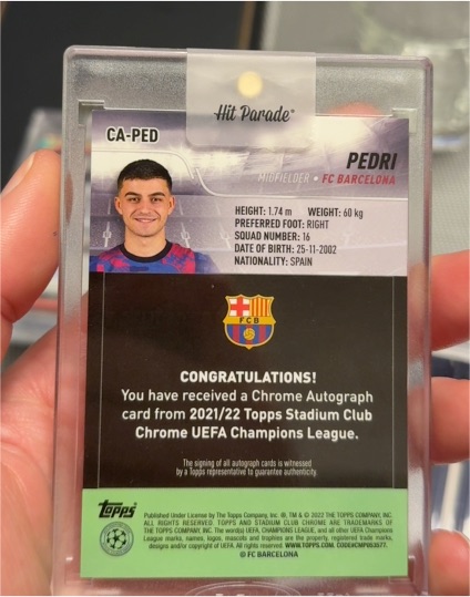 2021/22 Topps Stadium Club Chrome UEFA Champions League Pedri — front