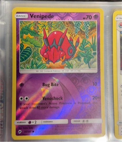2017 Pokemon Sun & Moon Burning Shadows #56 Venipede — front
