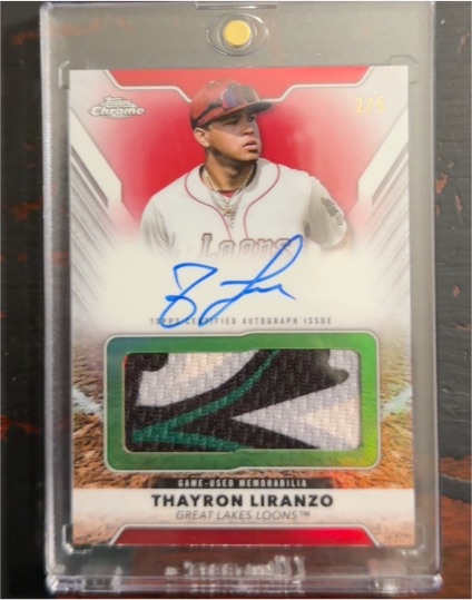 2025 Topps Pro Debut Chrome #PDJAR-TL Thayron Liranzo Jumbo Patch Auto — front