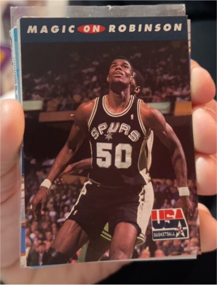 1992 SkyBox USA #109 Magic on Robinson David Robinson — front