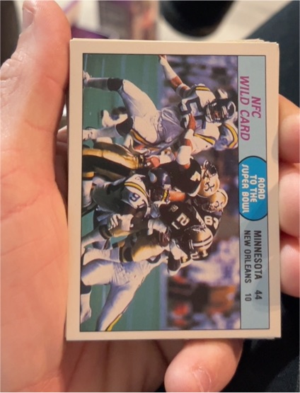 1986 Fleer Team Action #74 NFC Wild Card, Vikings vs Saints — front