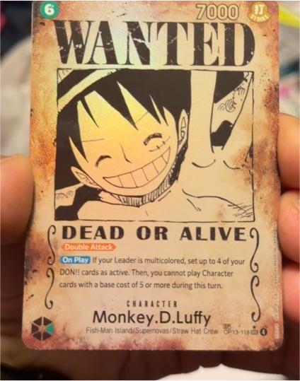 One Piece Card Game OP13-118 Monkey D. Luffy Wanted Poster Carrying On His Will — front
