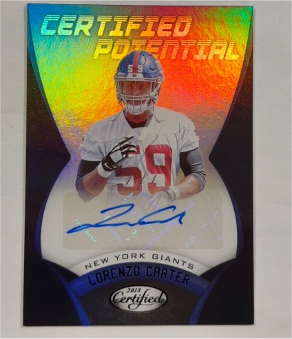 2018 Panini Certified Potential Signatures Mirror Blue #42 Lorenzo Carter — front