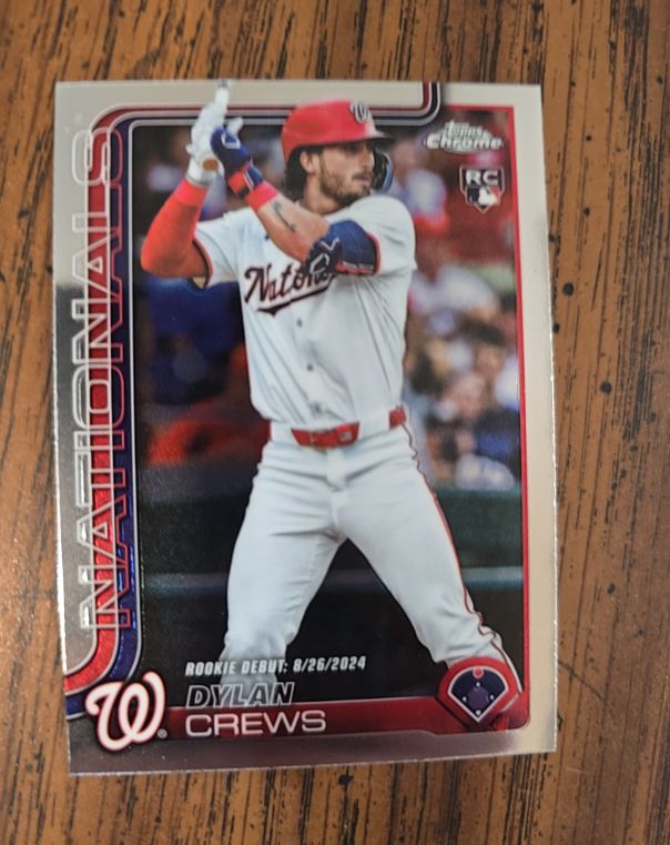 2025 Topps Chrome Update #USC190 Dylan Crews Rookie Debut Washington Nationals — front
