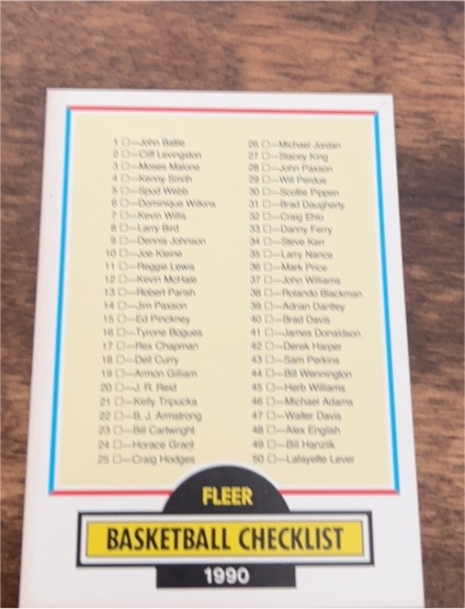 1990 Fleer #198 Basketball Checklist — front
